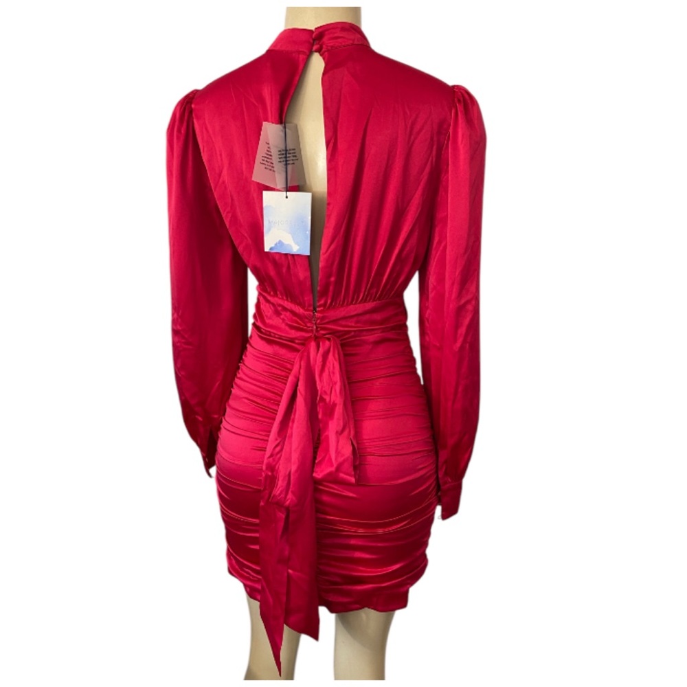 MAJORELLE REVOLVE Bristol Mini Dress Hot Pink Satin Size Small - Picture 7 of 9